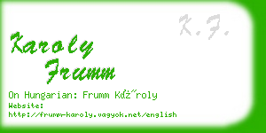 karoly frumm business card